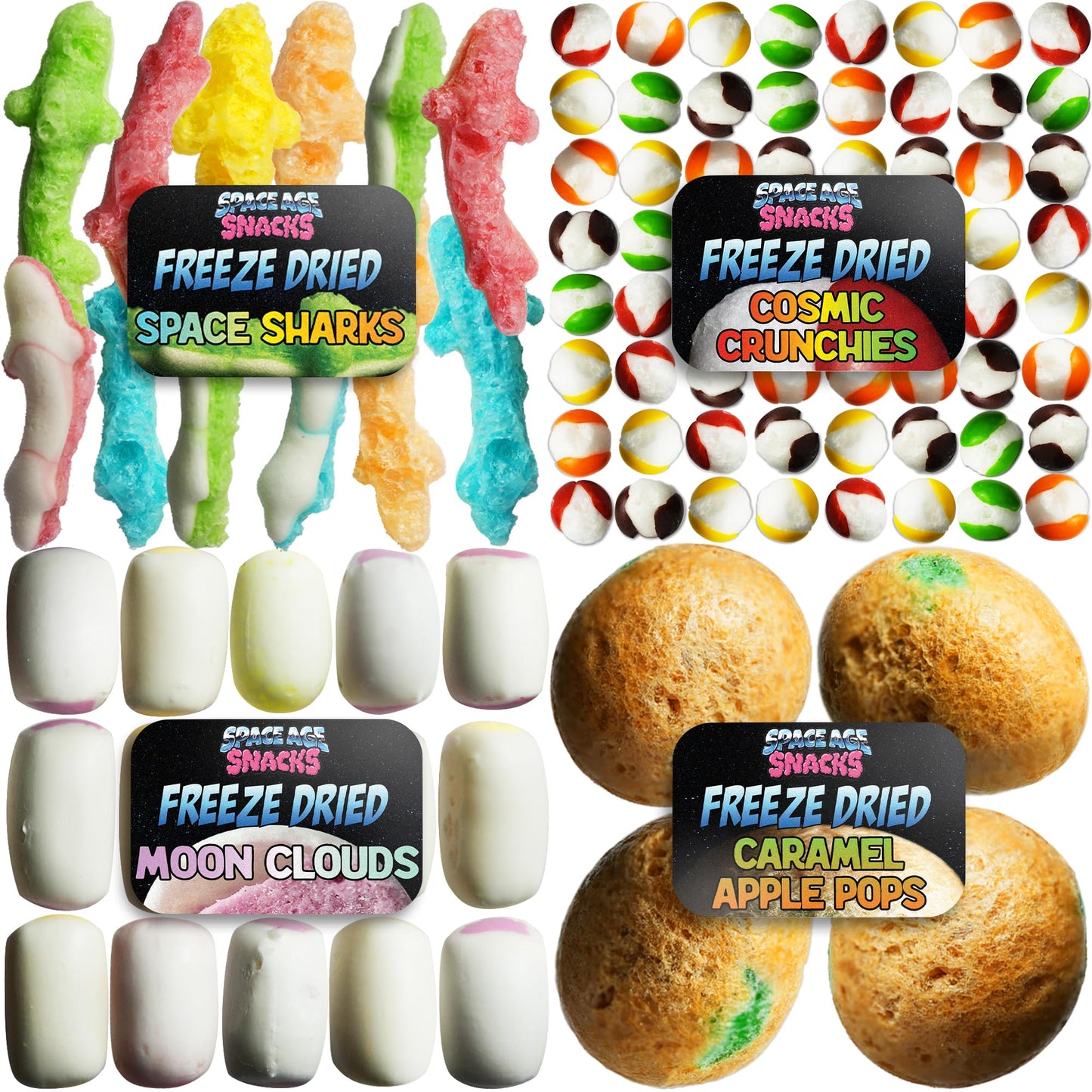 Space Age Snacks Premium Freeze Dried Candy Variety Pack - 4 Kinds Included - Medium Size