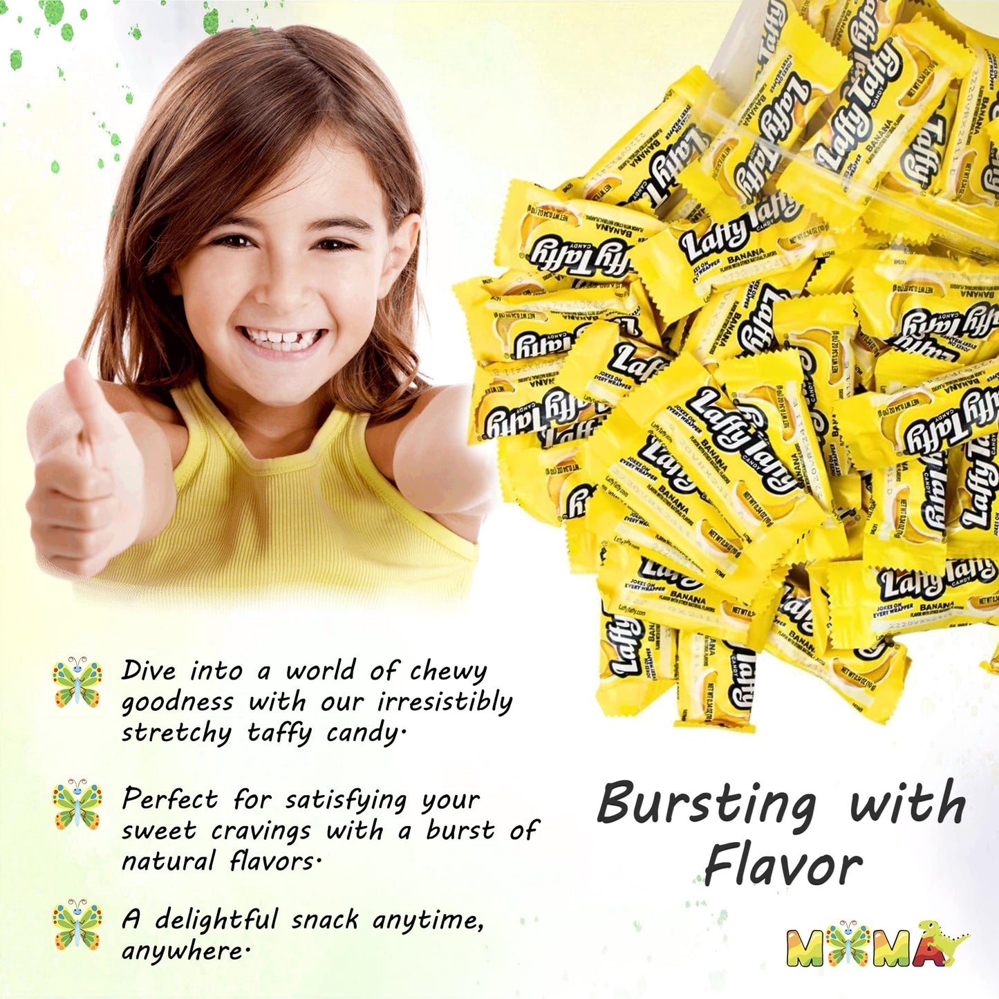 Chewy, Tangy, And Tasty Mini Taffy Wrapped Bars In Bulk - (1 Pound) (Banana)