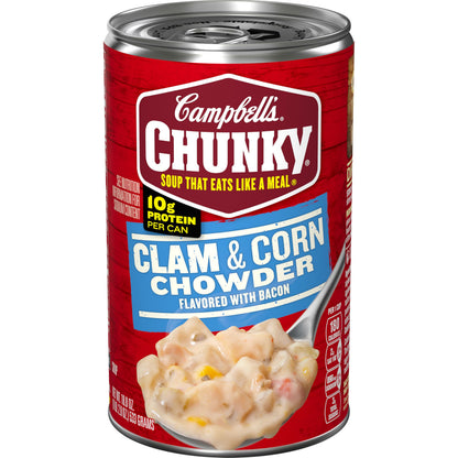 Campbells Chunky Soup, Clam and Corn Chowder, 18.8 Oz Can