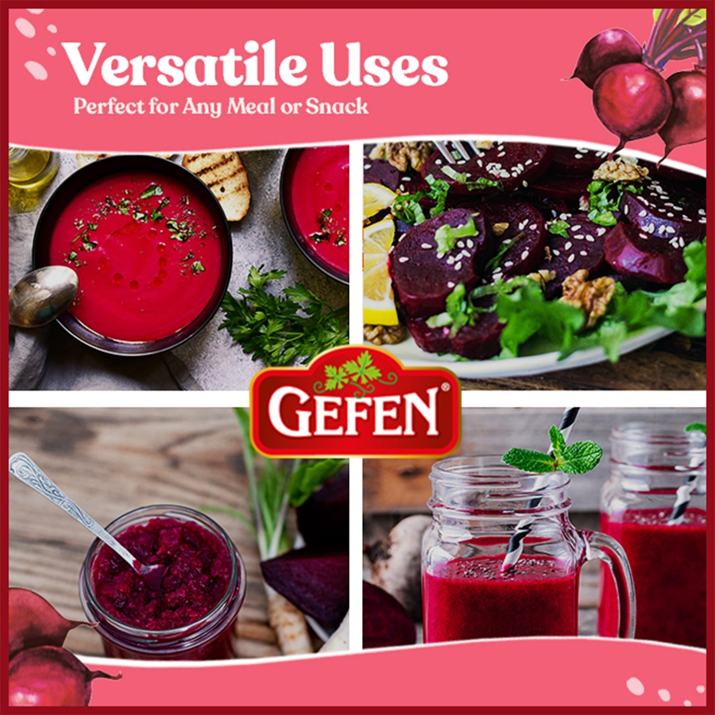 Gefen Red Baby Beets, 8.8 Oz (2 Pack) | Whole, Peeled And Cooked | Ready To Eat | Salad Ready