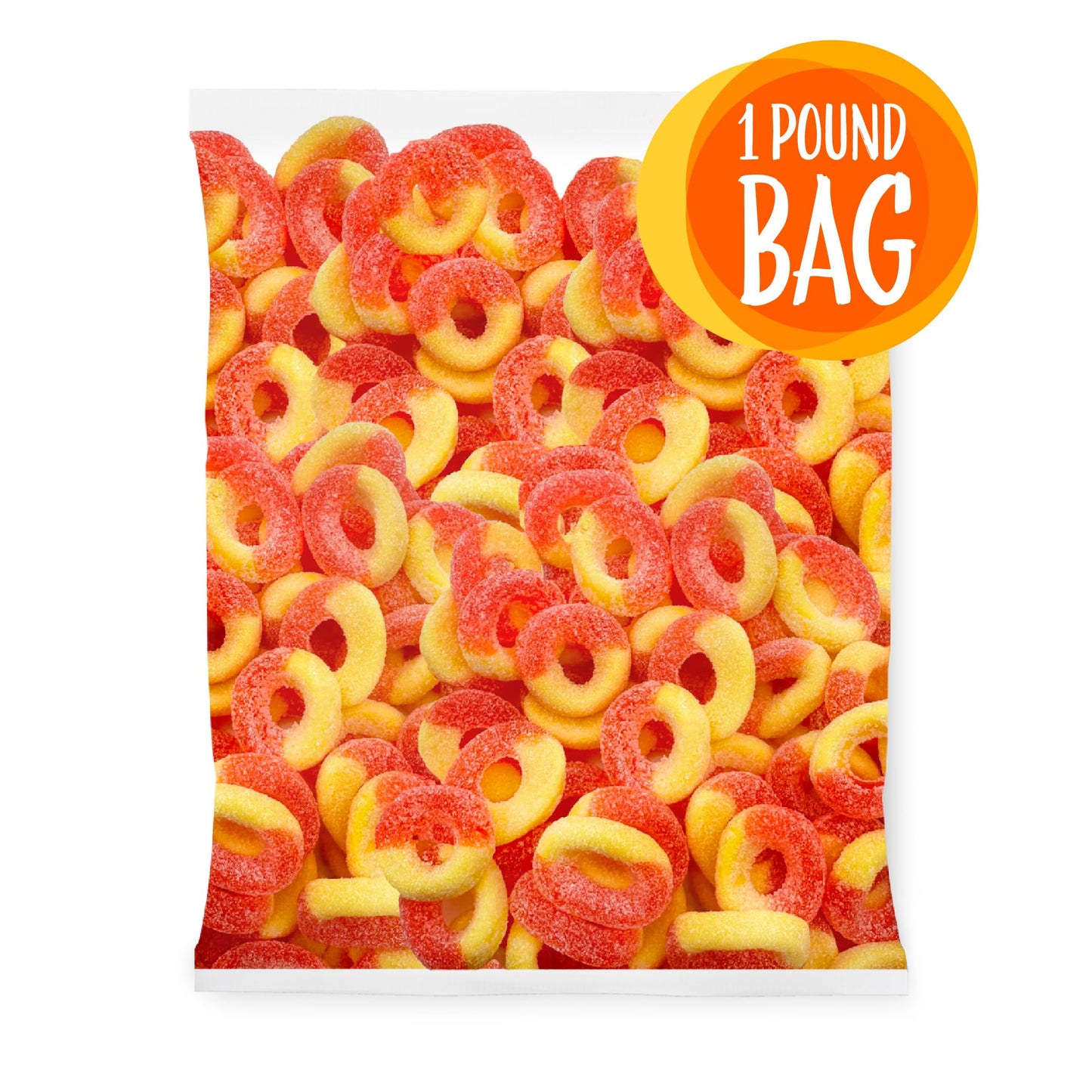 Peach Rings Gummy | 1-Pound Bag | Sour And Sweet Chewy Candy