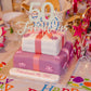 AHAORAY 50 Fabulous Cake Topper, Premium Silver Glitter Cardboard Cake Decoration for 50th Happy Birthday Party - Fifty and Fabu