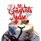 ZHUOWEISM Nurse Cake Topper, Red Glitter, Small, Paper, Model ZW371, Nursing Graduation Decorations