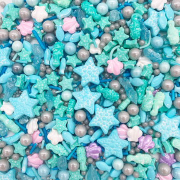 Blue Starfish Sprinkle Sweets Sprinkles For Baking Dessert Shell Sea Theme Hippocampi Cupcake Cake Topper 3.5 Ounces,Mix Gluten-