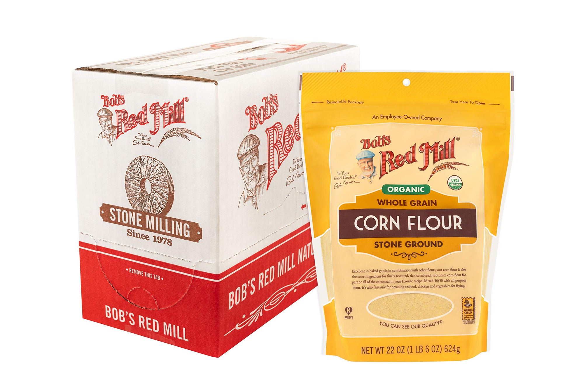 Bob'S Red Mill Organic Corn Flour, 22Oz (Pack Of 4) - Non Gmo, Whole Grain, Vegan, Kosher