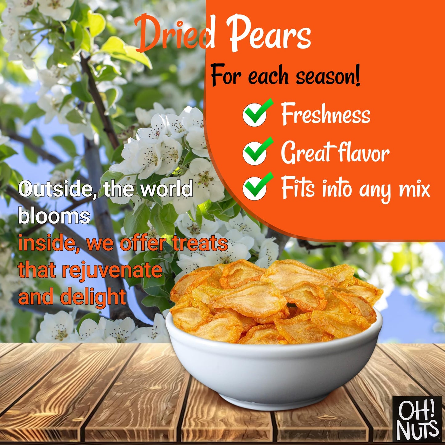 Dried Pears California | 2 lb - Dried Fruit Sliced | No Sugar Added | Dehydrated Fruit Bites | Packed in New York Zip-Seal Bag f
