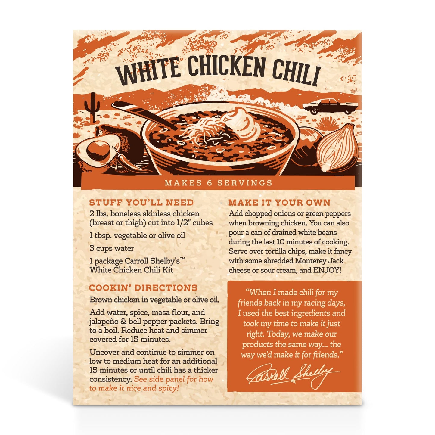 Carroll Shelby's Original Texas Brand White Chicken Chili Kit 3oz Box (Pack of 2)