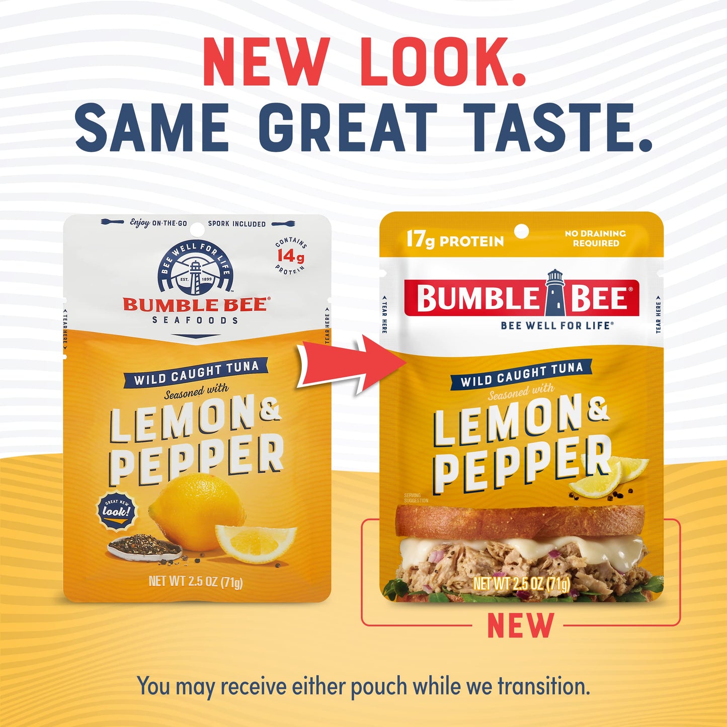 Bumble Bee Lemon & Pepper Seasoned Tuna, 2.5 oz Pouches (Pack of 12) - Ready to Eat - Wild Caught Tuna Packet - 17g Protein per