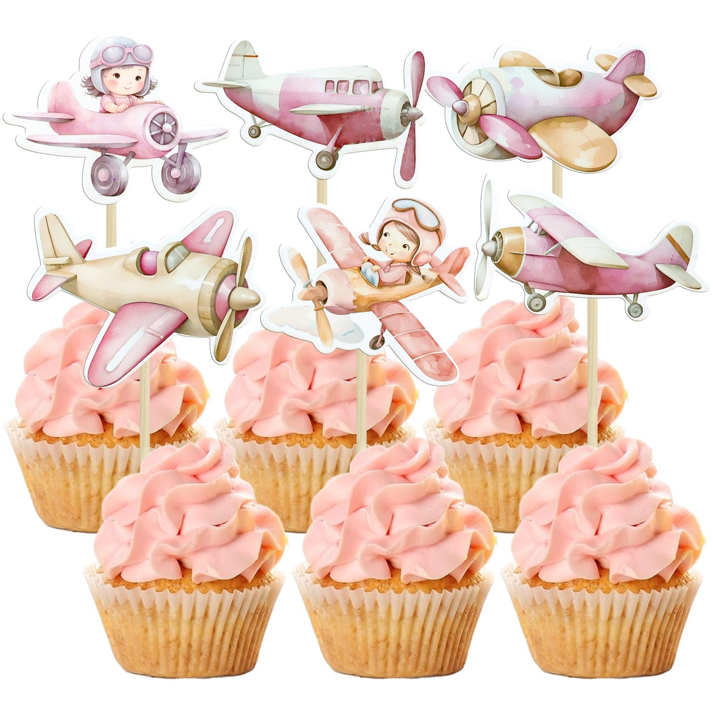 Gyufise 36Pcs Airplane Cupcake Toppers Pilot Aviation plane Cupcake Picks Airplane Plane Cupcake Decoration for Plane Theme Baby