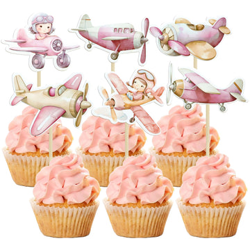 Gyufise 36Pcs Airplane Cupcake Toppers Pilot Aviation plane Cupcake Picks Airplane Plane Cupcake Decoration for Plane Theme Baby