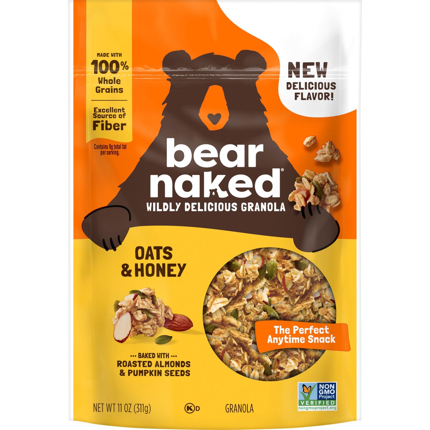 Bear Naked Granola Cereal, Whole Grain Granola, Breakfast Snacks, Oats and Honey, 11oz Bag (1 Bag)