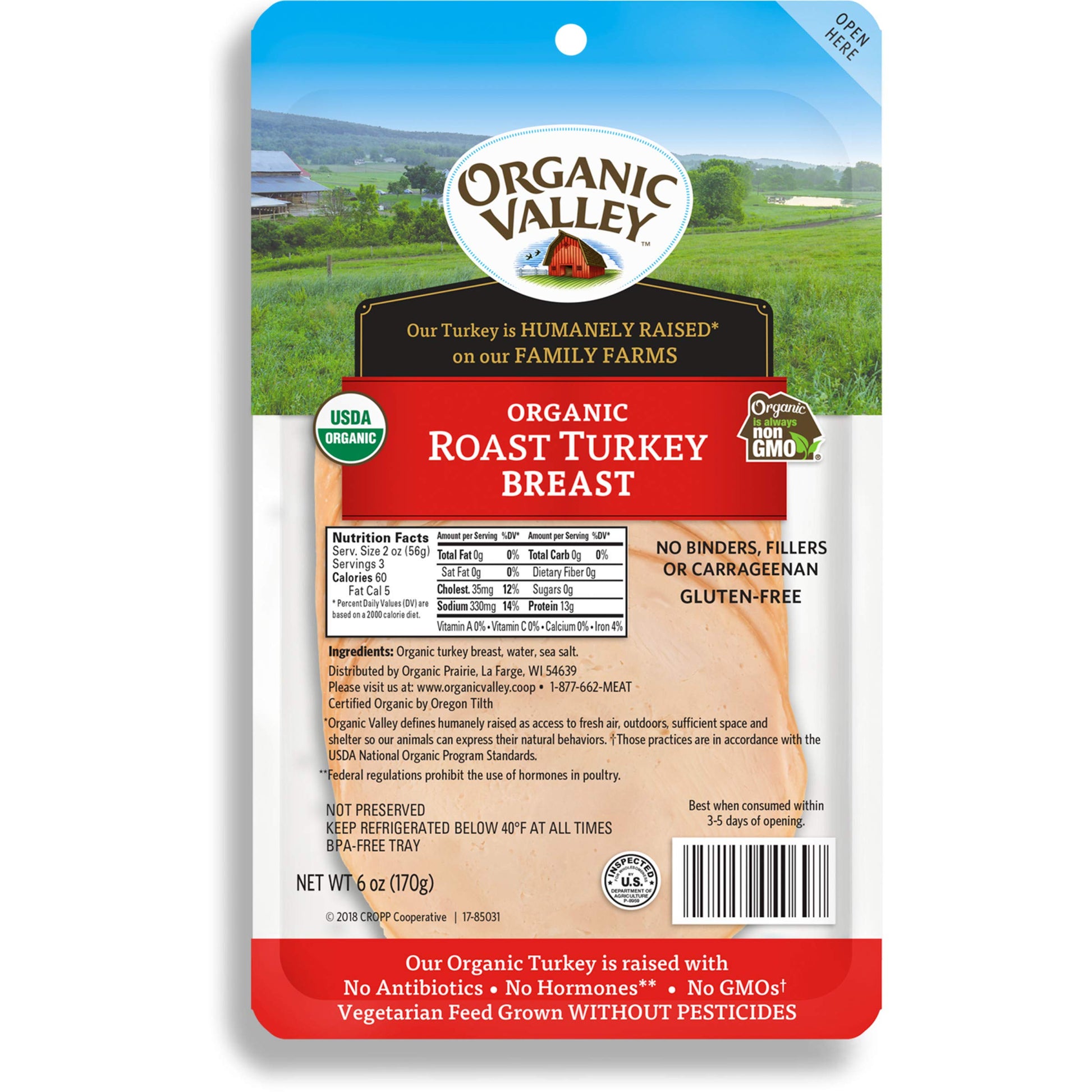 Organic Valley Organic Roast Turkey Breast Slices, 6 Oz