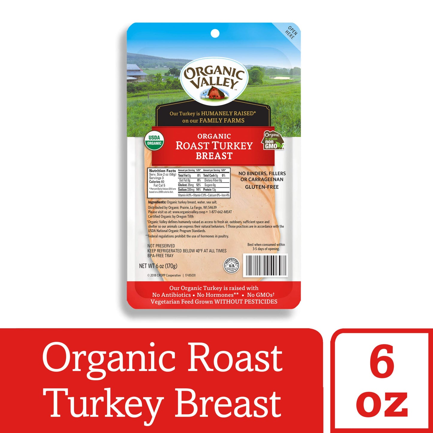 Organic Valley Organic Roast Turkey Breast Slices, 6 Oz