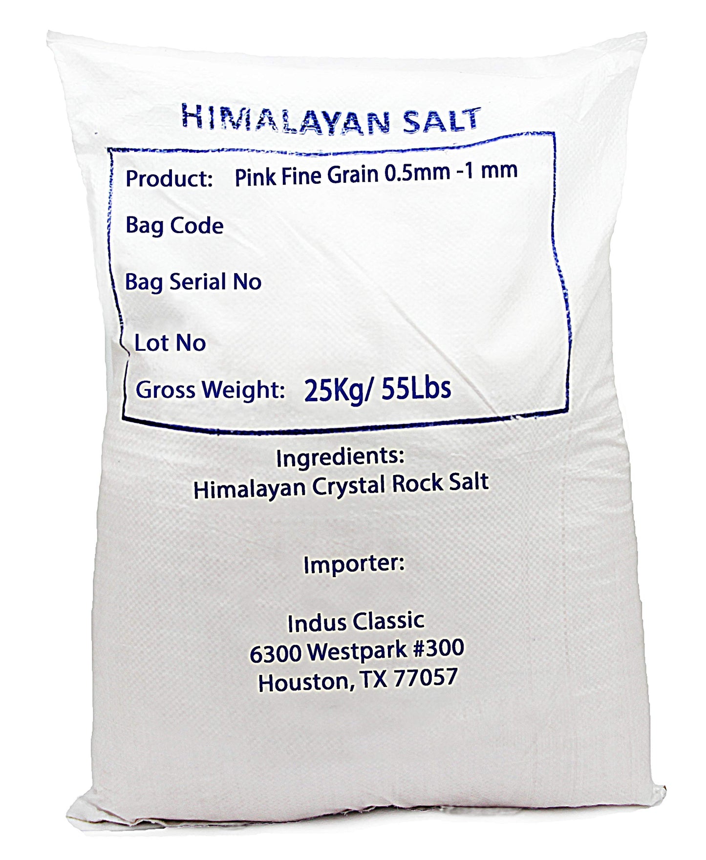 IndusClassic Himalayan Pink Cooking Salt, Fine Grain 0.5mm to 1mm, 55 Pound