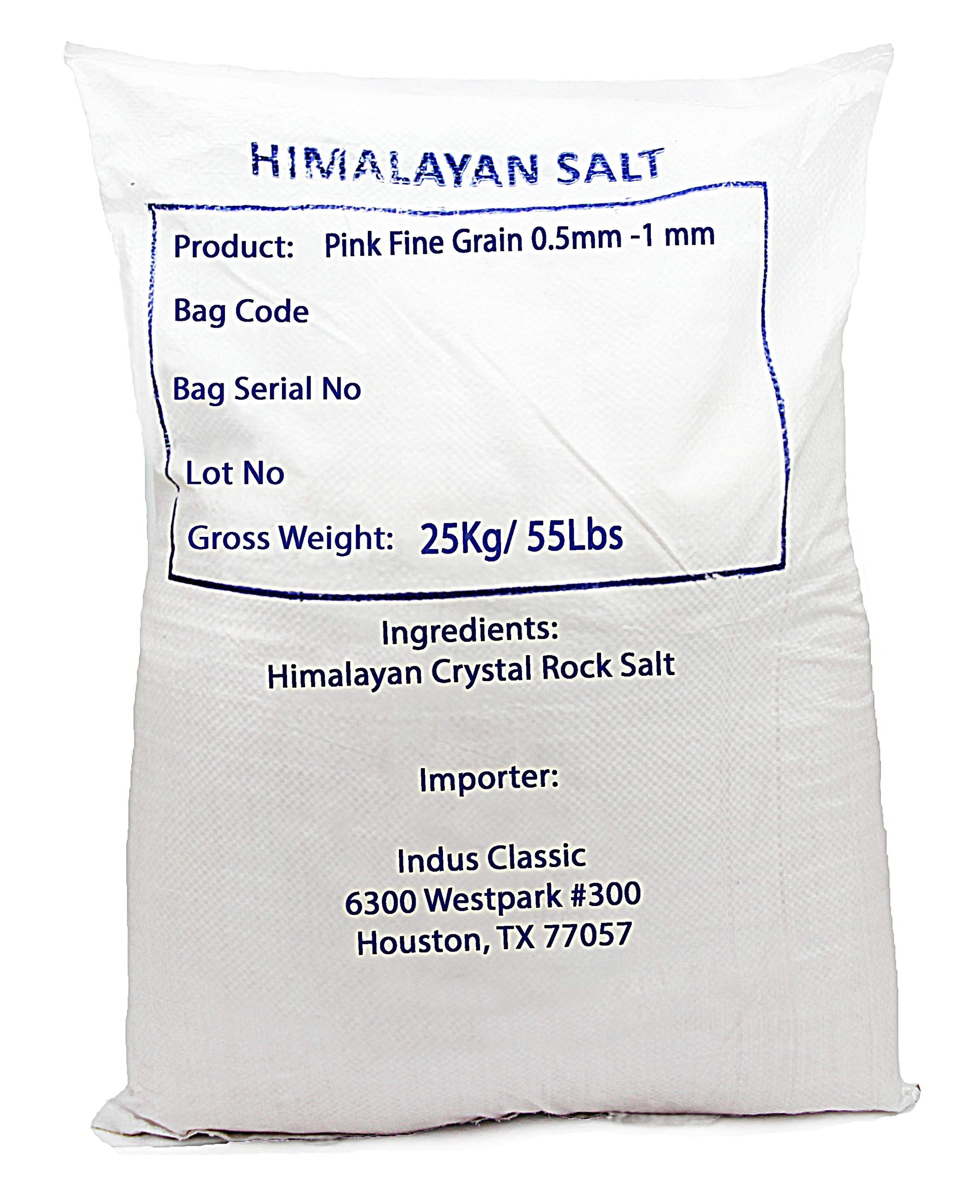 IndusClassic Himalayan Pink Cooking Salt, Fine Grain 0.5mm to 1mm, 55 Pound