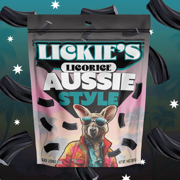 Lickies Licorice Black Licorice | 14 Ounce | Soft & Chewy Australian Licorice Candy Twists | Fancy Licorice Candy | Aussie Style