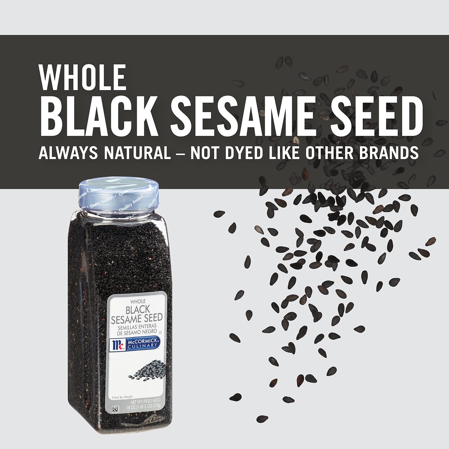 McCormick Culinary Whole Black Sesame Seeds, 18 oz - One 18 Ounce Container of Black Sesame Seeds, Perfect for Stir-Fries, Sushi