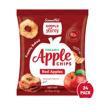 Simple Slices Gourmet Nut Organic Baked Apple Chips, USA Grown Apples, No Added Sugar, Red Apples, 0.75oz (Pack of 24)