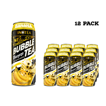 HYOJATEM INOTEA Bubble Tea - Pack of 12 Cans, 5 Flavors: Brown Sugar, Taro, Honeydew, Banana, Matcha Latte, 16.