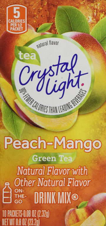 Crystal Light Green Tea Drink Mix, Peach Mango Flavor, 0.08 oz Packets, 6 Pack