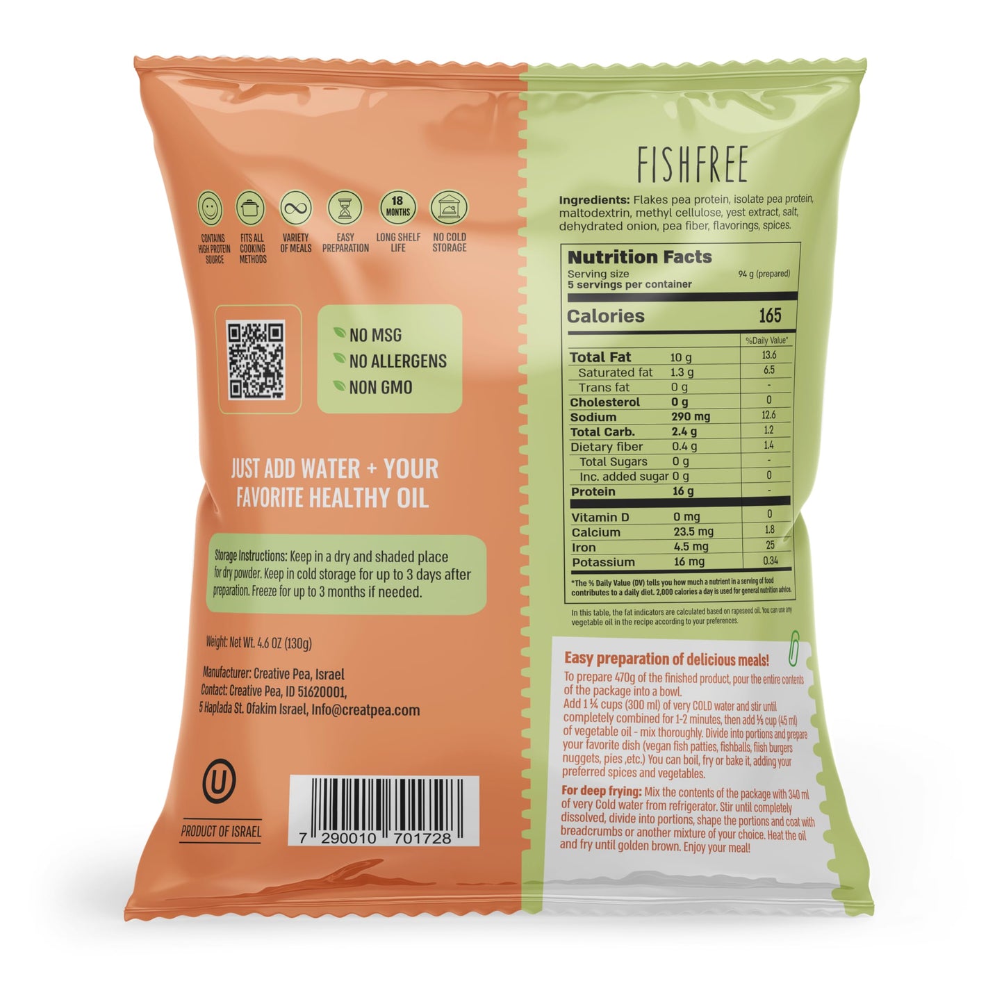 CREATIVE PEA Plant-Based Vegan Fish Substitute – High-Protein, Gluten-Free, Dairy-Free, 1 Pack