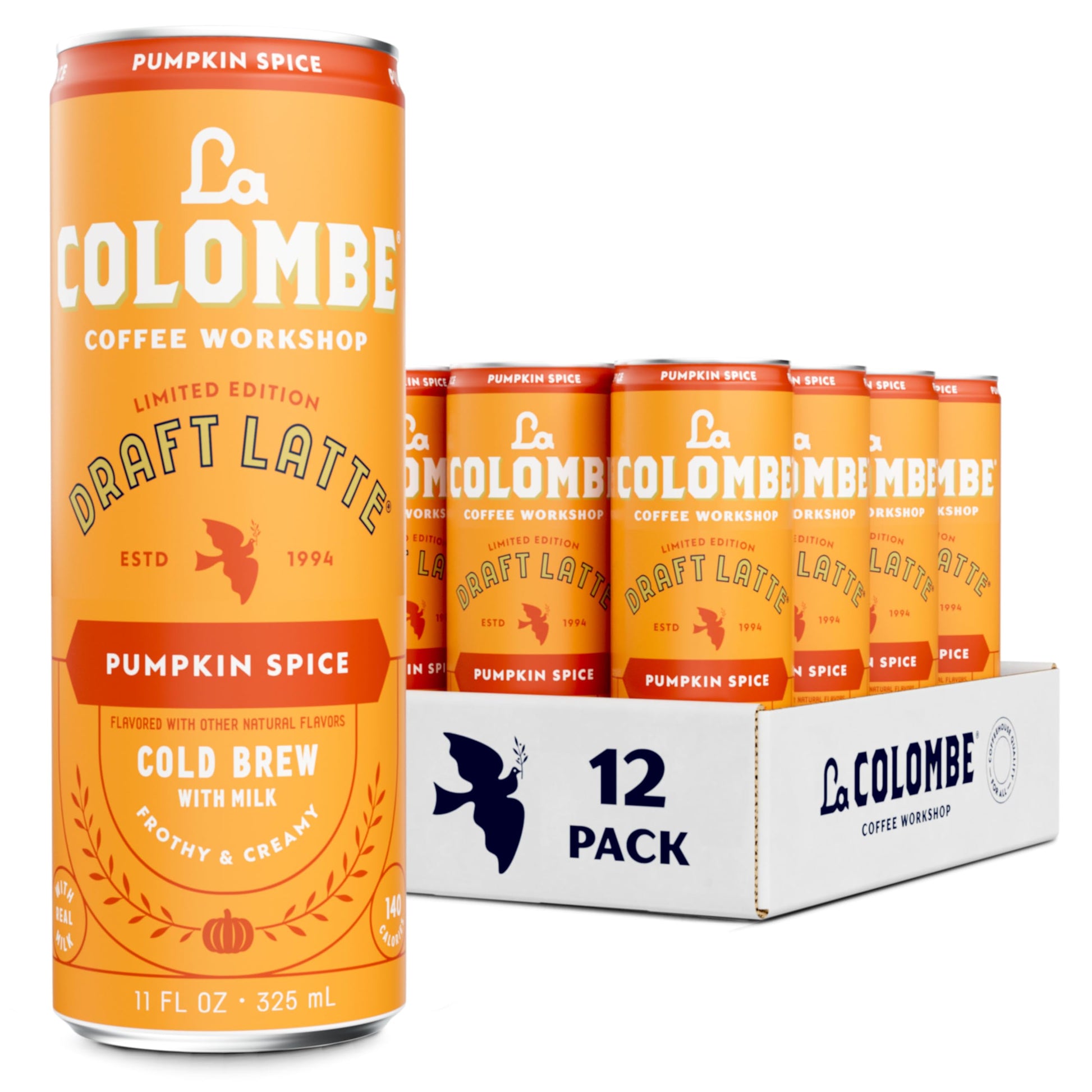 La Colombe Coffee Pumpkin Spice Latte, 11 Fl Oz Cans, Pack of 12