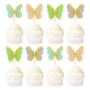 Ercadio 24 Pack Butterfly Cupcake Toppers - Glitter Double Layers Gold Butterfly Cupcake Picks 3D for Wedding Anniversary Kids B