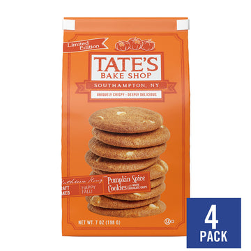 Tates Bake Shop Pumpkin Spice Cookies, Limited Edition, 4 Bags, 7 Oz Total
