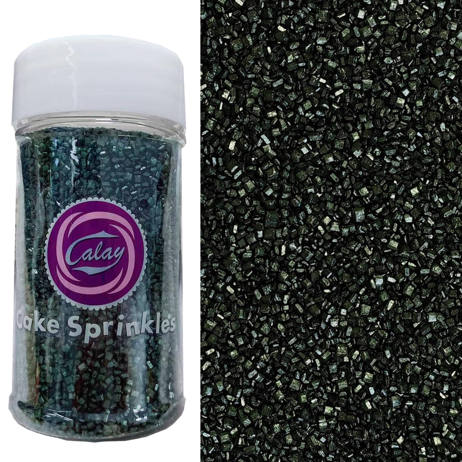 Sentovac Black Sanding Sugar for Baking Edible Sparkling Sugar Sprinkles Coarse Sugar Crystals for Baking Topping Cake Cookie Cu