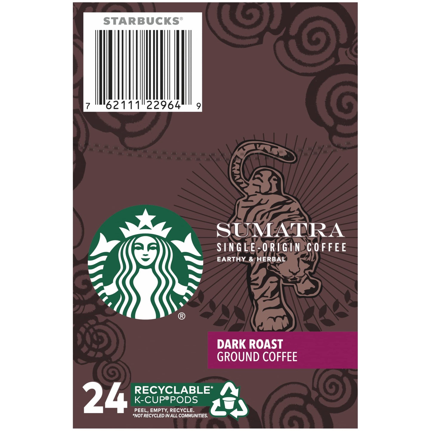 Starbucks Coffee K-Cup Pods, Sumatra Single-Origin Coffee, Dark Roast Ground Coffee, Keurig Genuine K-Cup Pods, 32 Ct K-Cup Pods