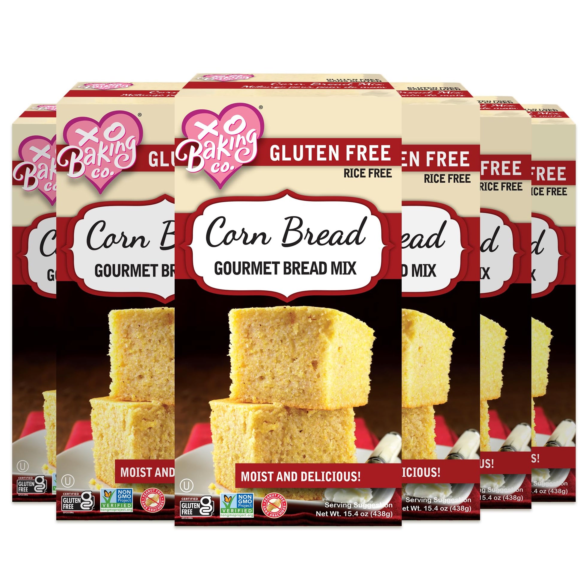 XO Baking Co. Gluten Free Cornbread Mix, Non-GMO, Kosher, 15.4 oz (Pack of 6)