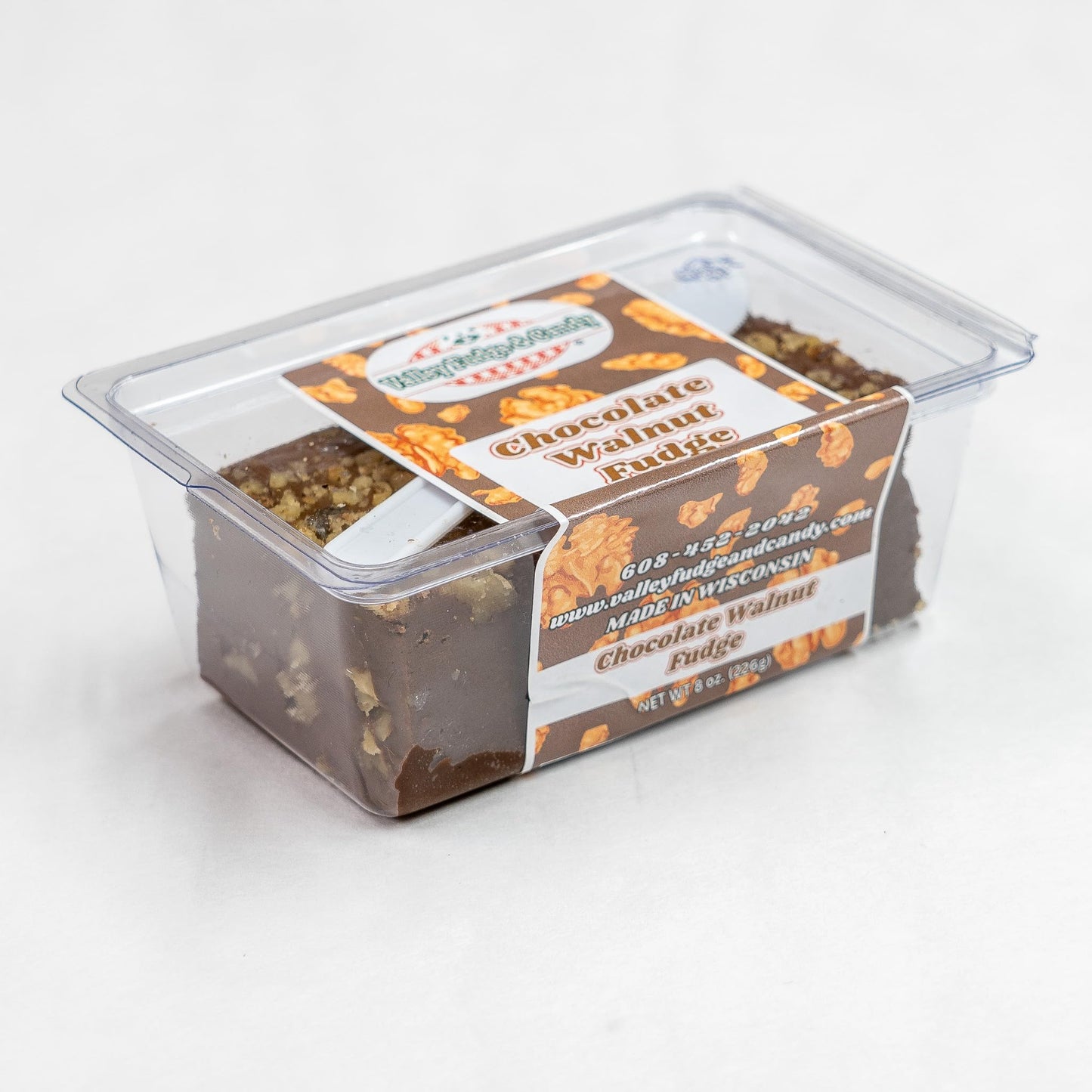 Valley Fudge Chocolate Walnut Artisan Fudge, Gourmet Candy, One Pound Package