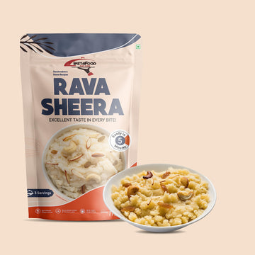 Instafood Rava Sheera | Ready To Eat & Cook Meal 3-4 Servings | Pack Of 1 (200G) | After Cooking Gets 400Gm To Serve | Zip Lock