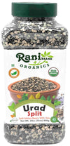 Rani Organic Urid/Urad Split Chilka (Split Matpe Beans with Skin) 32oz (2lbs) 908g PET Jar ~ All Natural | Gluten Friendly | Non