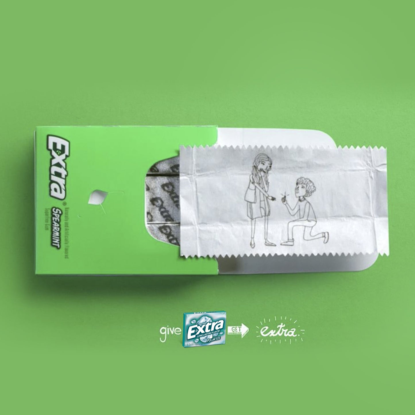 EXTRA Gum Polar Ice, Sugarfree Gum, 45 Ct, Bulk Mint Gum for Breath Refreshing, After Meals, Travel, and More