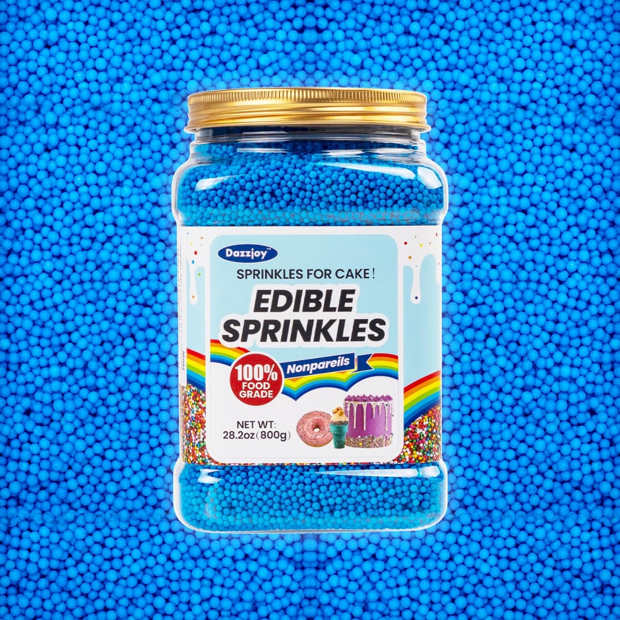 Edible Nonpareils, Blue Sprinkles, Food Grade, Bulk 800g, Cake Toppers and Cake Decorations, Ice Cream, Wedding Party Valentines