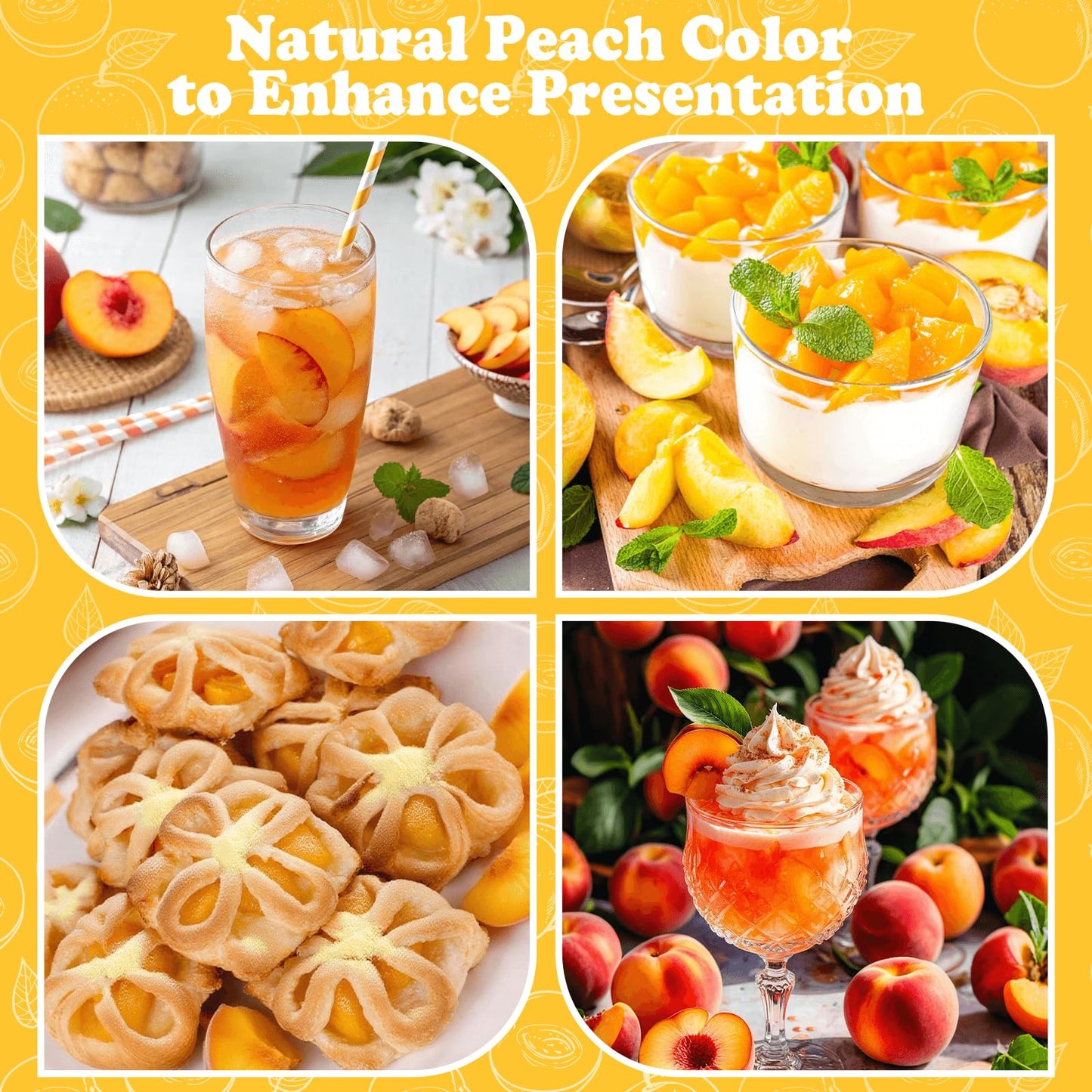 Peach Powder, 4 oz/114 g Rich Peach Flavoring for Baking, Smoothies, Desserts & Drinks, Alternative to Frozen Peaches & Freeze D