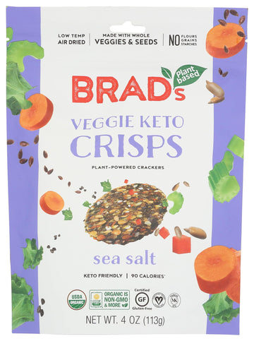 Brad'S Raw Organic Sea Salt Veggie Keto Crisp, 4 Oz