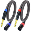 Ihurllu Balanced 14 Trs To Xlr Male Patch Cable, 10Feet Quarter Inch 635Mm To 3Pin Xlr Male Microphone Cable, Heavy Duty Nylon B