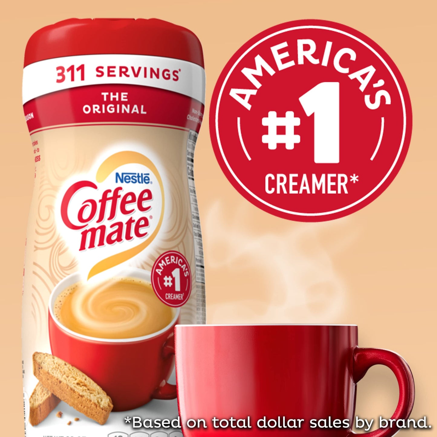 Coffee-mate Non-Dairy Powdered Creamer, Original, 22 oz Canister, 12/Carton