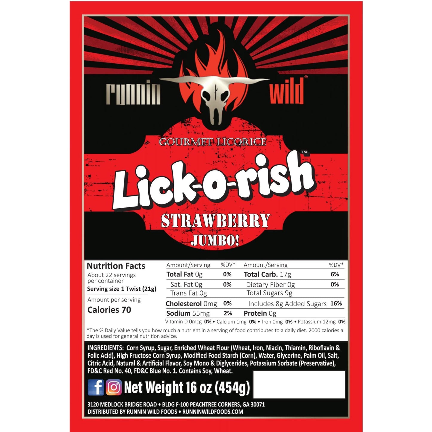 RunninWild Strawberry Licorice Candy - 3 Pounds (Set of 3 bags, 1 pound each)