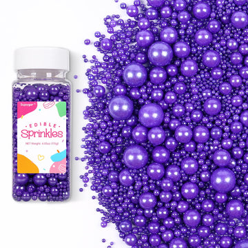 Purple Sprinkles for Cake Decorating, Edible Pearl Sprinkles for Cupcake Toppers Baking Decorations Cookie Lover Birthday Celebr