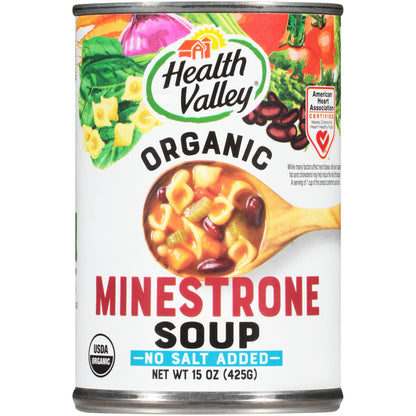 Health Valley Organic Soup, No Salt Added, Minestrone, 15 Ounce (Pack of 12)
