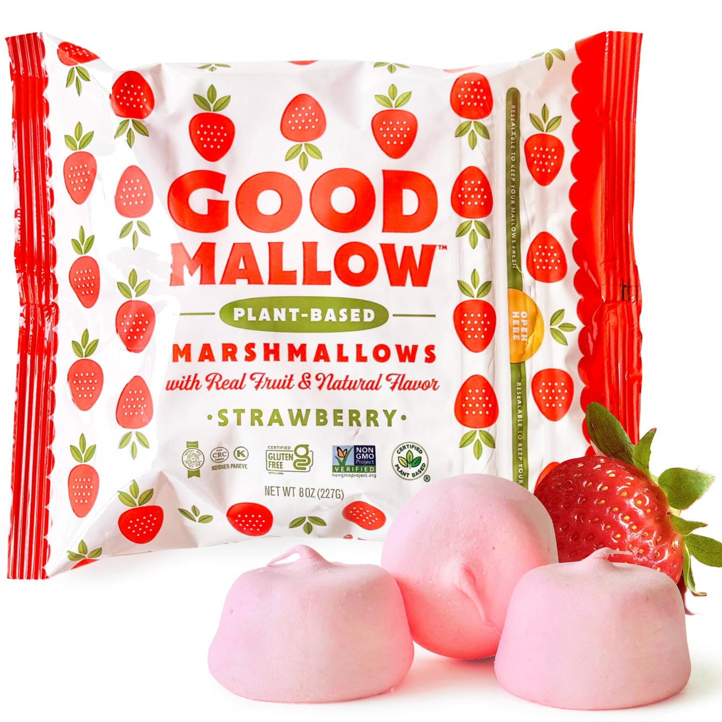GoodMallow Vegan Marshmallows - Large Kosher Gluten Free Dairy Free Healthy Marshmallows - 8 Oz. Natural Gelatin Free for Hot Ch