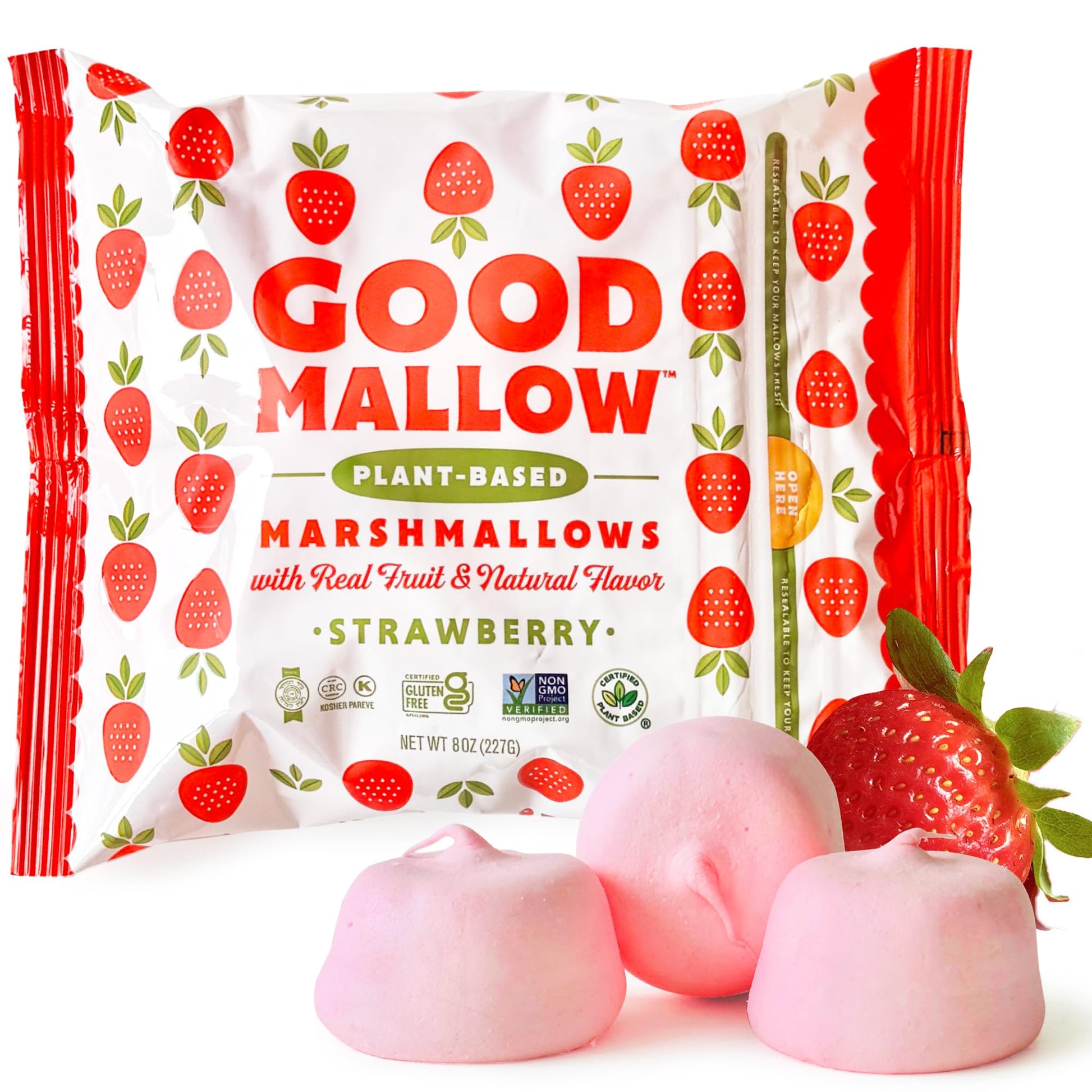 GoodMallow Vegan Marshmallows - Large Kosher Gluten Free Dairy Free Healthy Marshmallows - 8 Oz. Natural Gelatin Free for Hot Ch