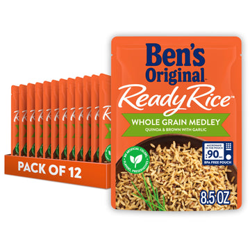 BENS ORIGINAL Ready Rice Whole Grain Medley Quinoa and Brown Flavored Rice, Easy Dinner Side, 8.5 oz Pouch (Pack of 12)