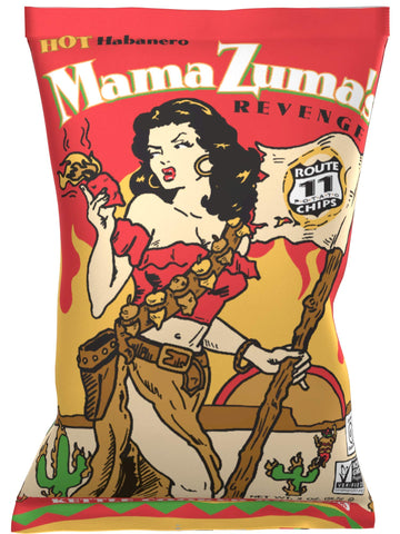 Route 11 Potato Chips : Mama Zuma'S Revenge (30 Bags (2 Oz Each)) Hot Habanero Jalapeno Spicy Chips