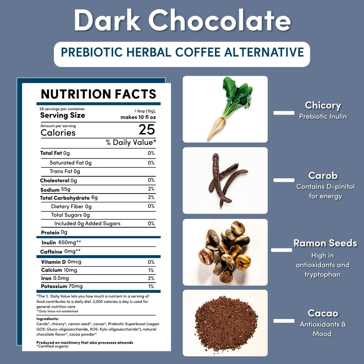 Dark Chocolate Prebiotic SuperBoost Herbal Coffee
