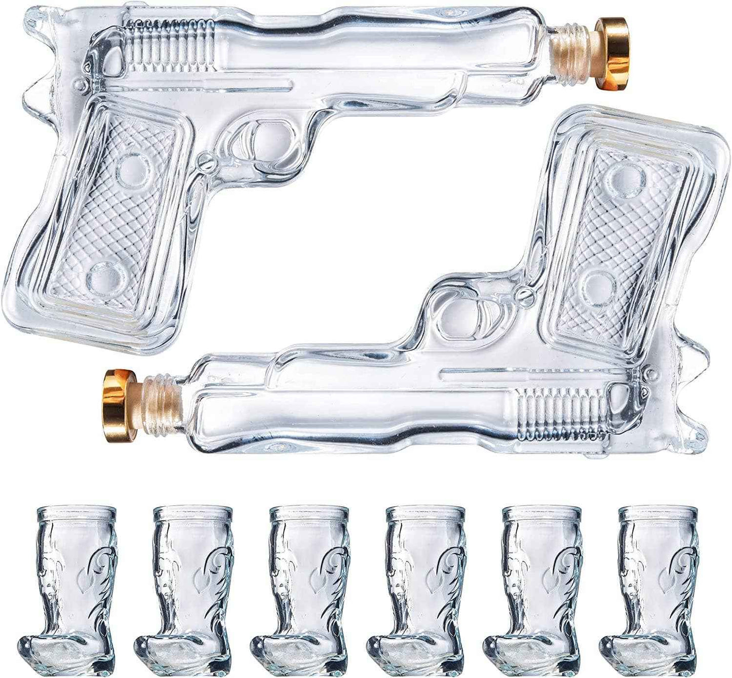 Pistol Gun Decanter & Pistol Shot Glasses Set - Holster