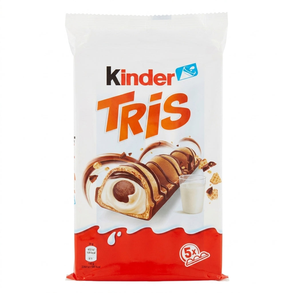 Kinder Tris 100g - Chocolate Wafer Bars with Milk Cream Filling